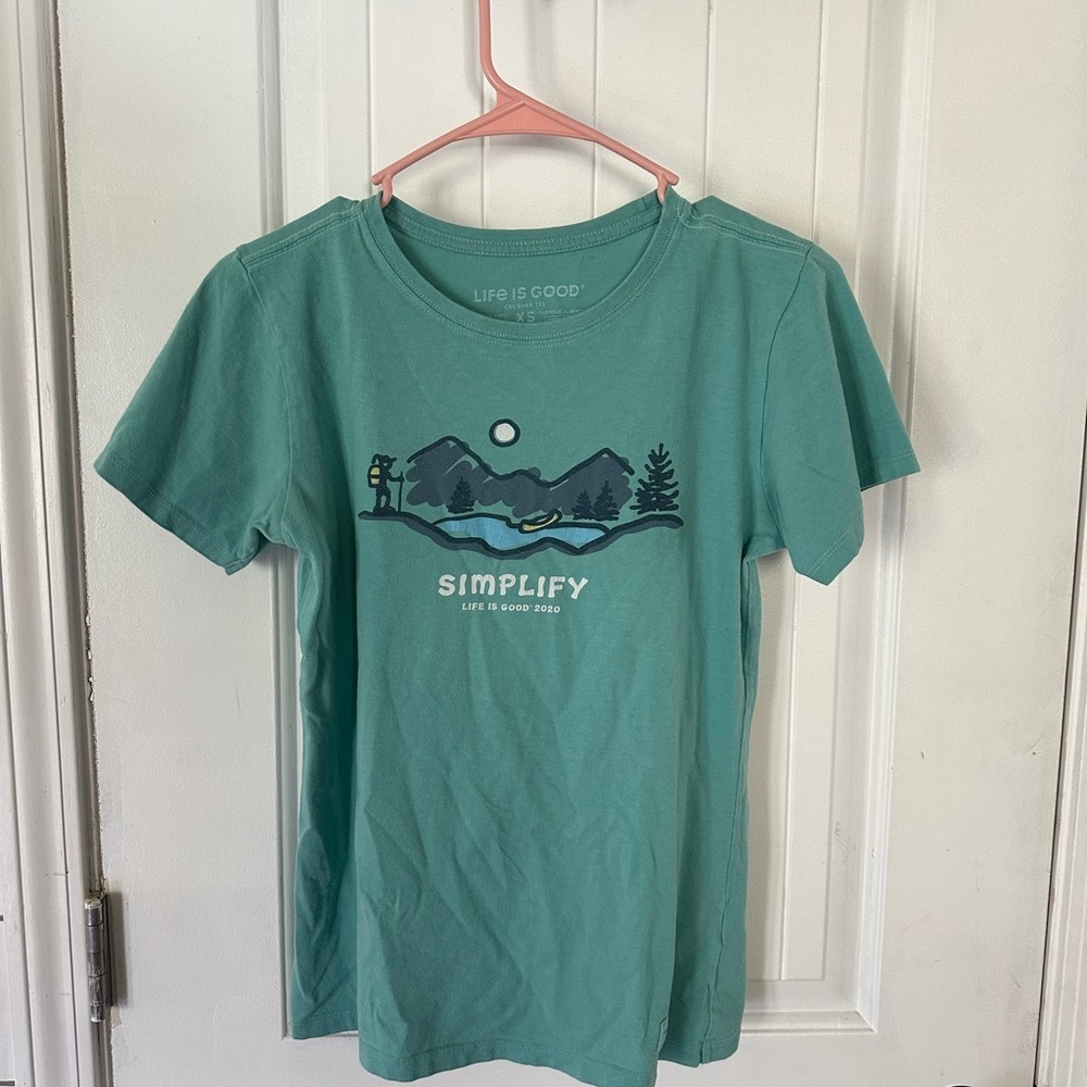 Life Is Good Teal Mountain 'Simplify' Short Sleeve Kids Tee